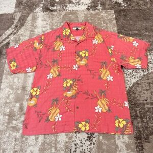 Tommy Bahama Silk Hawaiian Shirt Mens Large Floral Short Sleeve Coconut Button